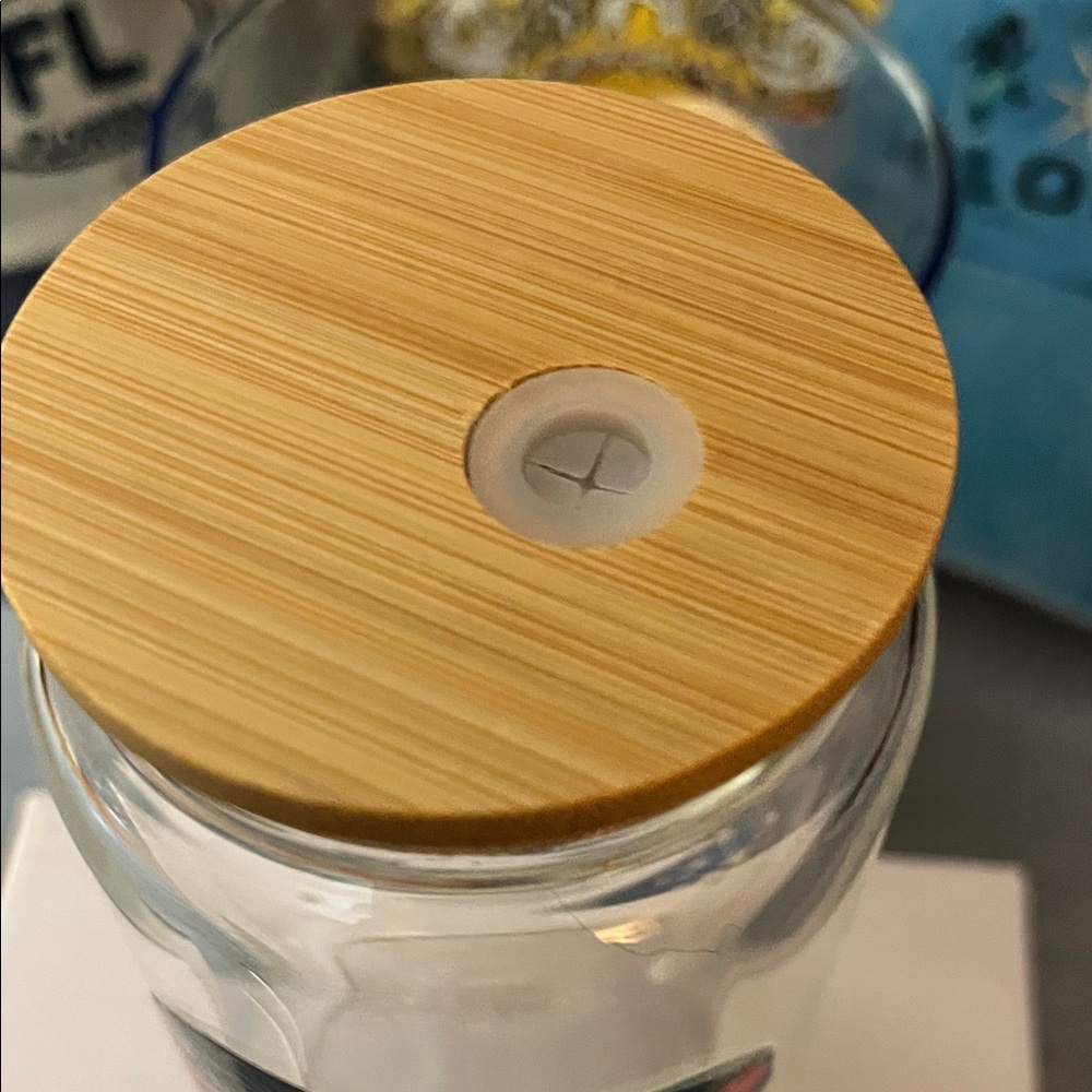 Beach-Themed Glass Tumbler w/ Bamboo Lid-Metal Straw-Cleaning Brush - Picture 4 of 5